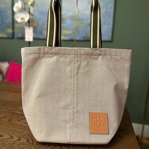 NWT! NEW! Tory Burch Gracie Canvas Tote -Natural Women Tote Bag